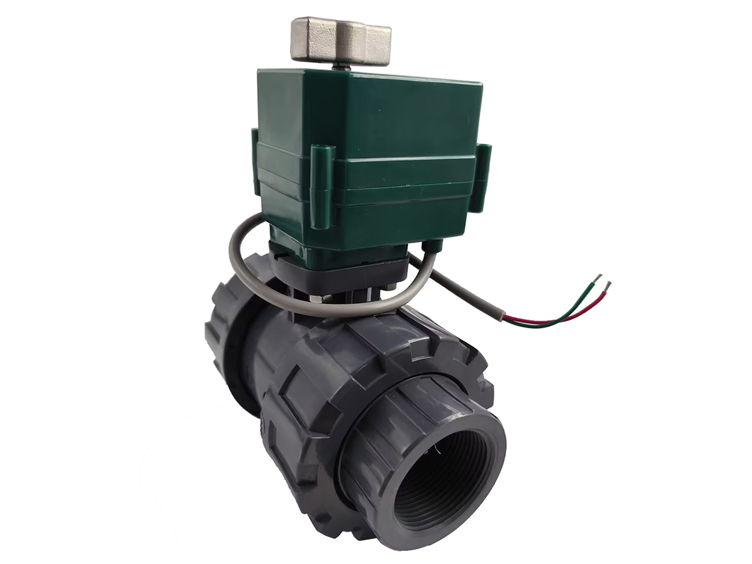 motorized pvc valve 12V, DN40 BSP(1.5”), PVC valve, 2 way, electrical pvc valve, CR01